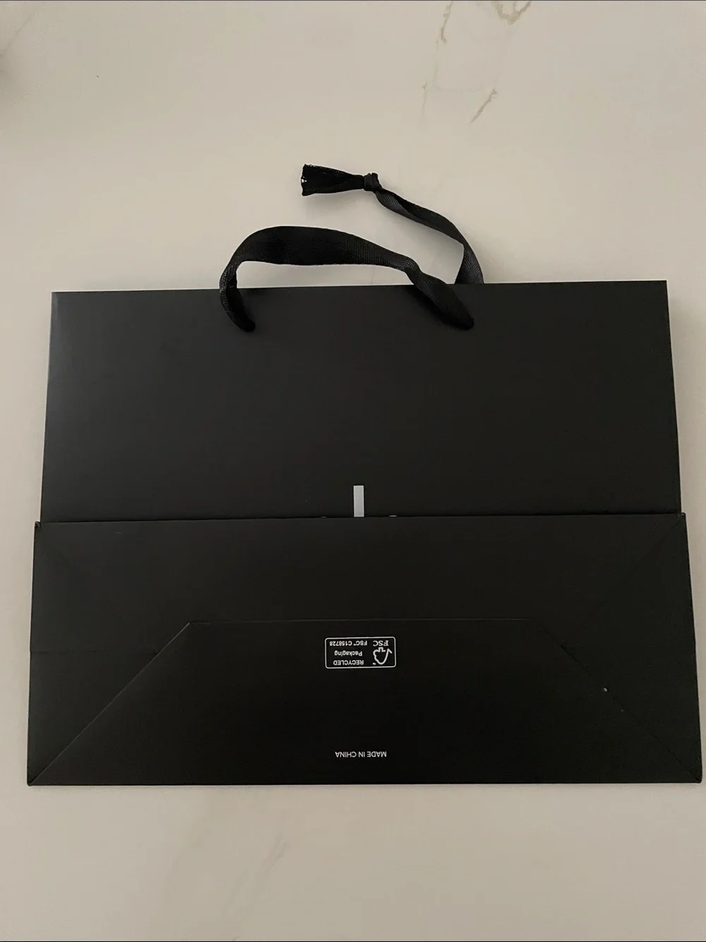 Alo Branded Black paper Shopping Bag with White Logo